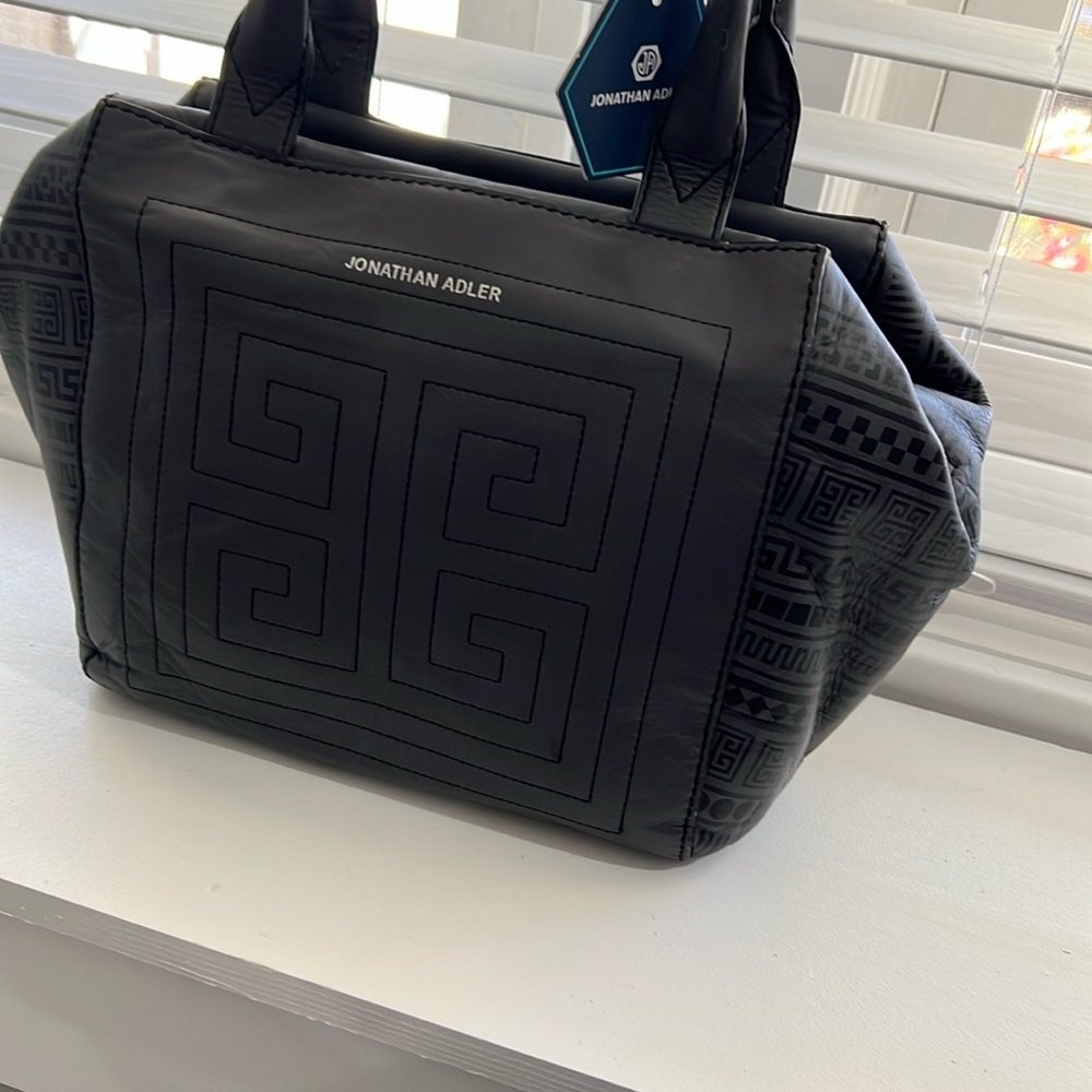 Jonathan Adler gray leather Satchel Bag with Structured Design - Picture 10 of 14
